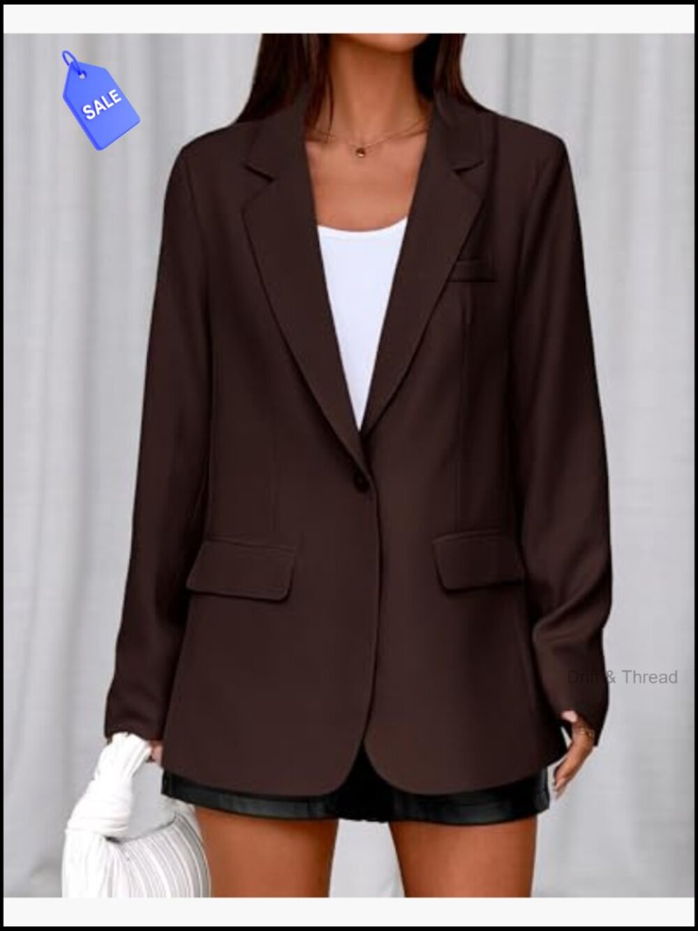 Oversized Blazer Notch Lapel Long Sleeve Business Casual Work Office Jacket - Picture 5 of 7